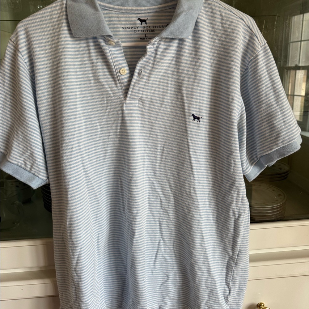 Simply Southern Sky Blue Striped Polo Shirt